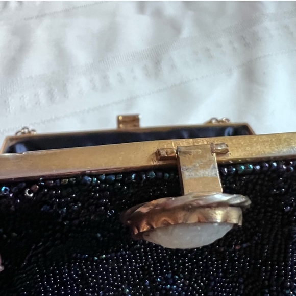 Vintage 1940s Handmade in France Blue Sparkling Purse with change purse